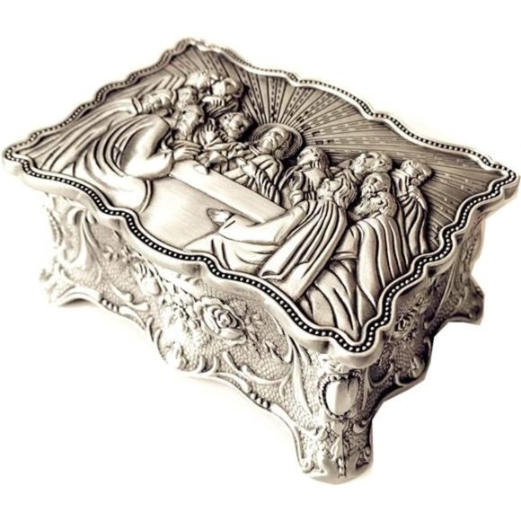 Last Supper Rosary Necklace Eucharistic box Catholic Christian Roman rosary case - Picture 1 of 7